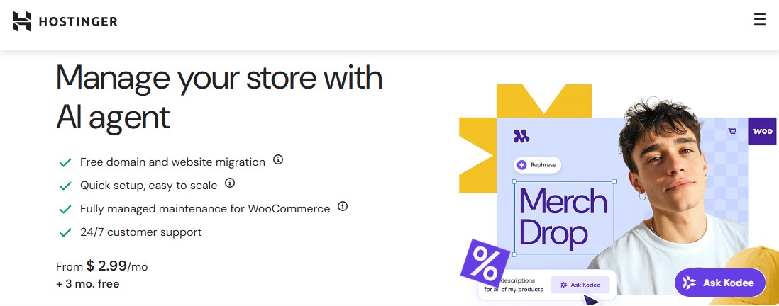 Hostinger – Cheap WooCommerce Hosting
