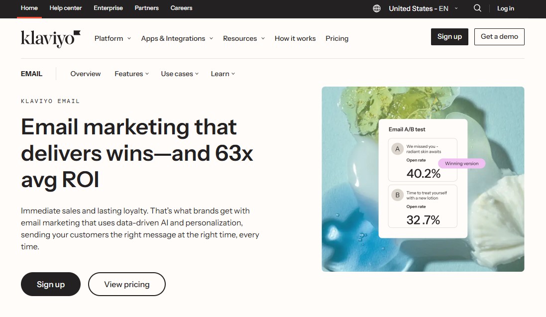 Klaviyo Homepage