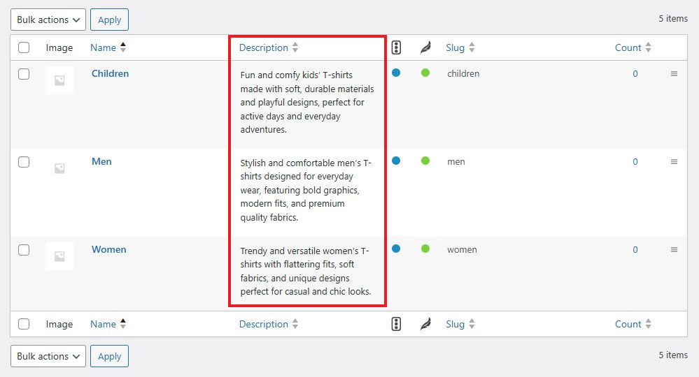 WooCommerce Product Categories Description