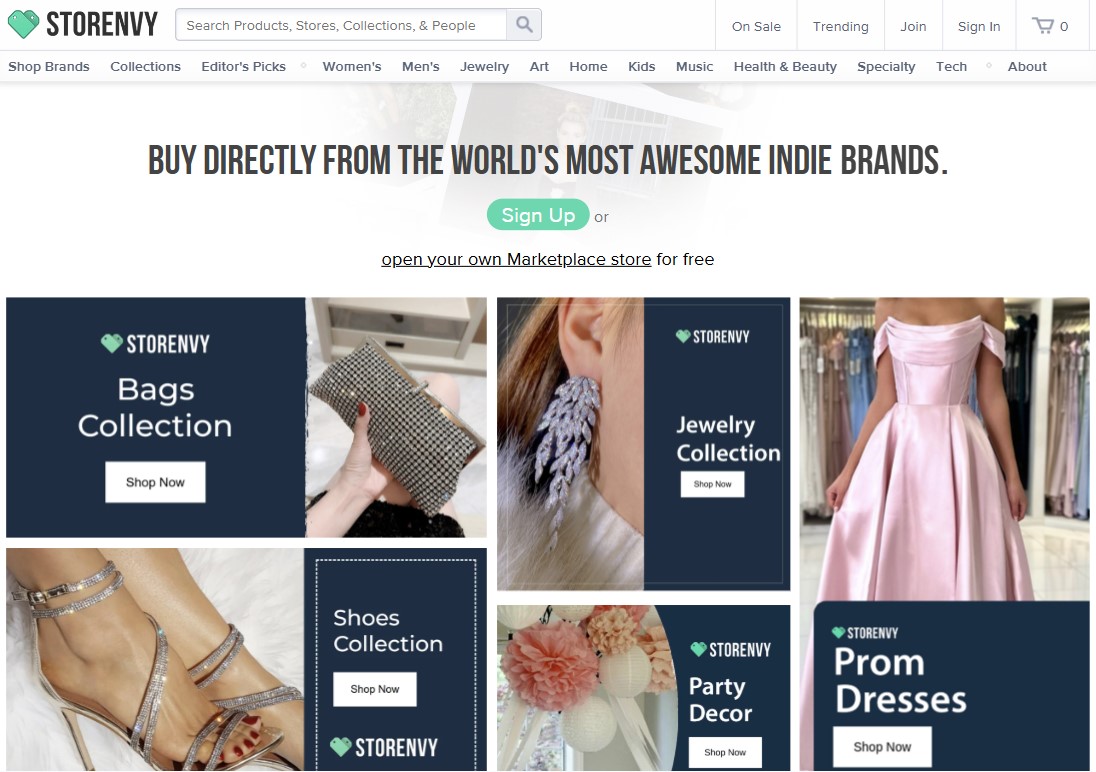 Storenvy Website Homepage